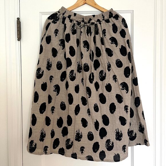 Abstract Polka Dot Linen Midi Skirt | Size Small - Picture 2 of 7